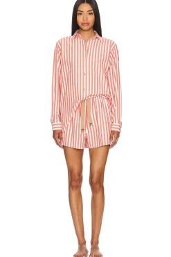 Airy Cotton Curved Hem Short Sleeve Set