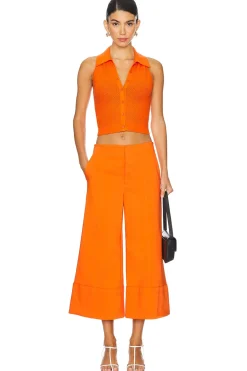 Andra High Rise Wide Leg Cropped Cuff Pant