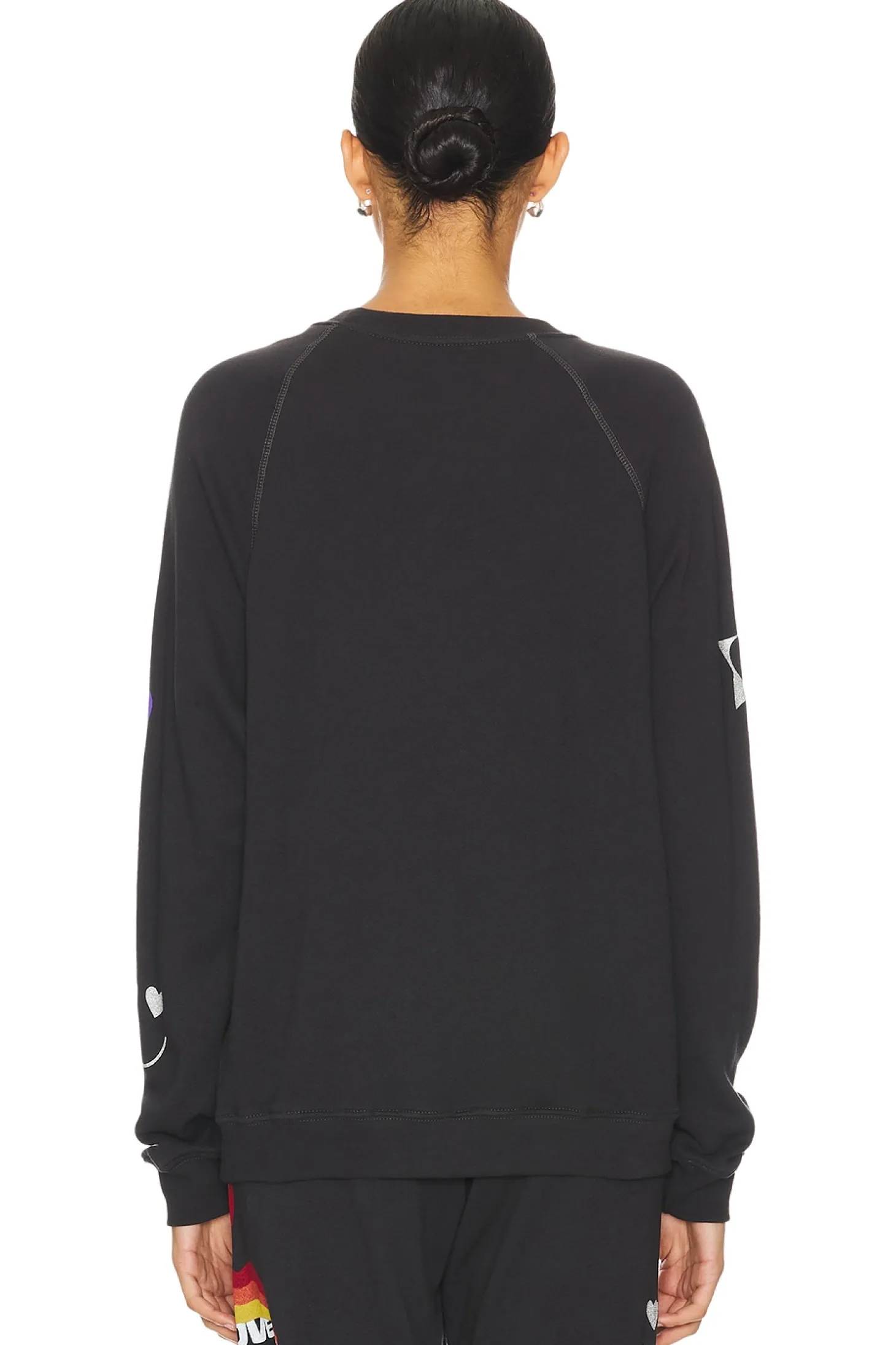 Anela Crew Neck Raglan Pullover Love Collage