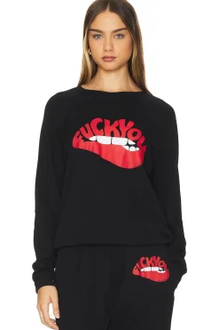 Anela Raglan F You Biting Lip Crew Neck