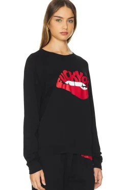 Anela Raglan F You Biting Lip Crew Neck