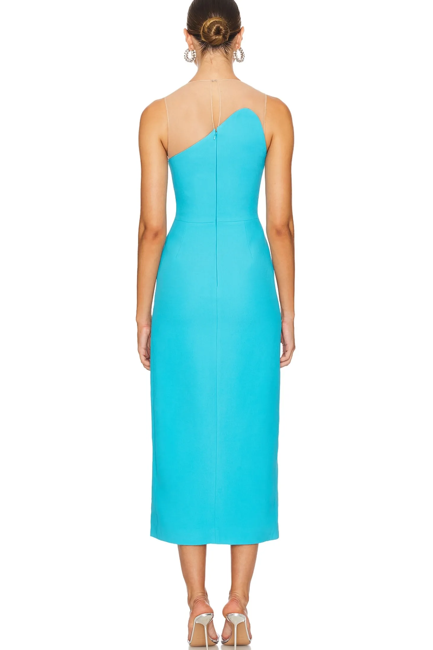 Asymmetric Neckline Midi Dress