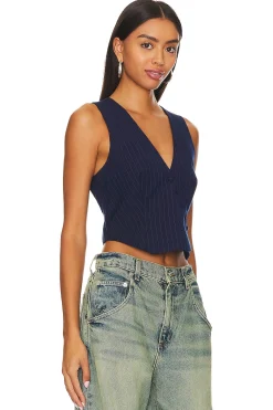 Asymmetric Pin Stripe Vest