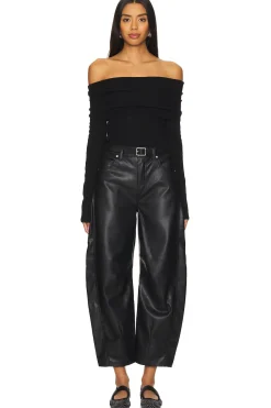Barrel Leg Faux Leather Pant