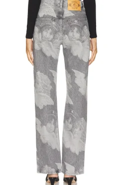 Black Angel Print Straight