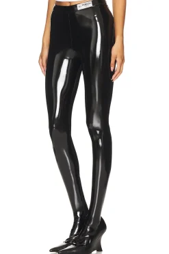 Black Vinyl Footed Leggings