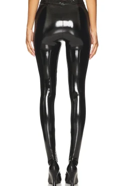 Black Vinyl Footed Leggings