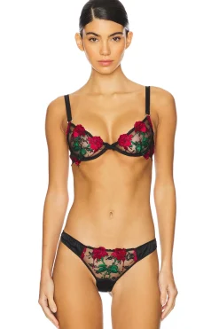 Bleeding Rose Embroidery Demi Bra