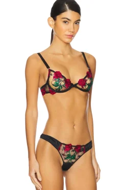 Bleeding Rose Embroidery Demi Bra
