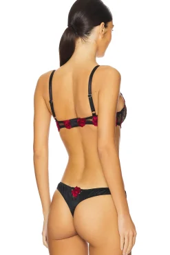 Bleeding Rose Embroidery Demi Bra