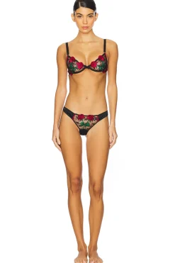 Bleeding Rose Embroidery Demi Bra