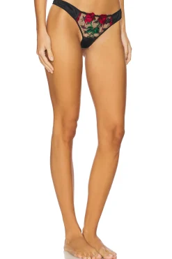 Bleeding Rose Embroidery Thong