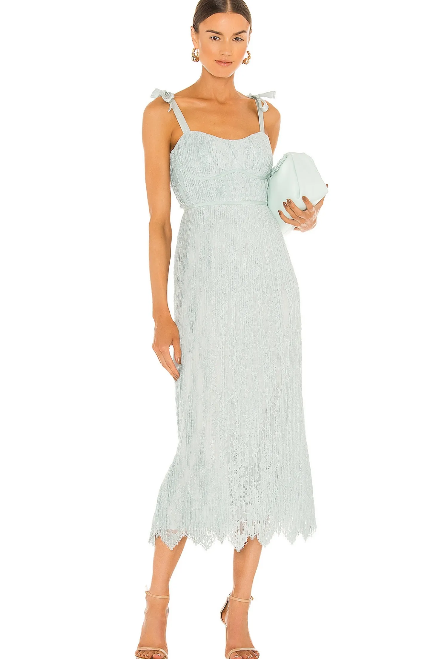 Bonnie Silk Lace Plisse Strapless Bustier Midi Dress