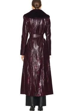 Bordeaux Faux Fur Collar Coat