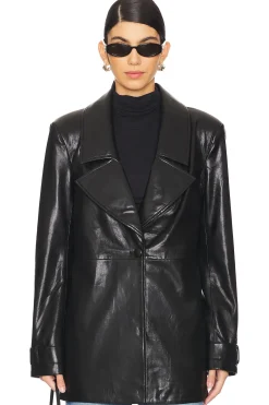 Bordeaux Faux Leather Blazer