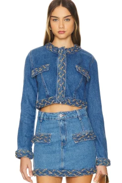 Braided Denim Cropped Jacket