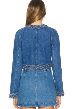Braided Denim Cropped Jacket