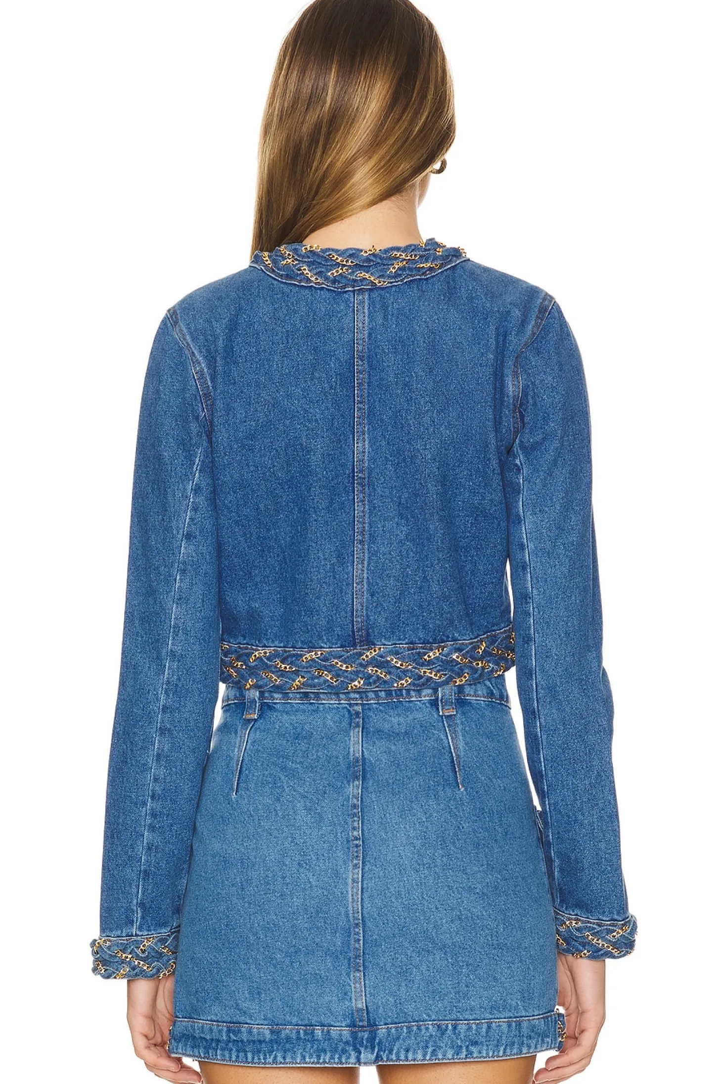 Braided Denim Cropped Jacket