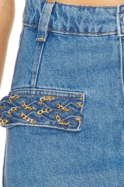 Braided Denim Mini Skirt