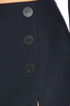 Button Kick Pleat Mini Skirt