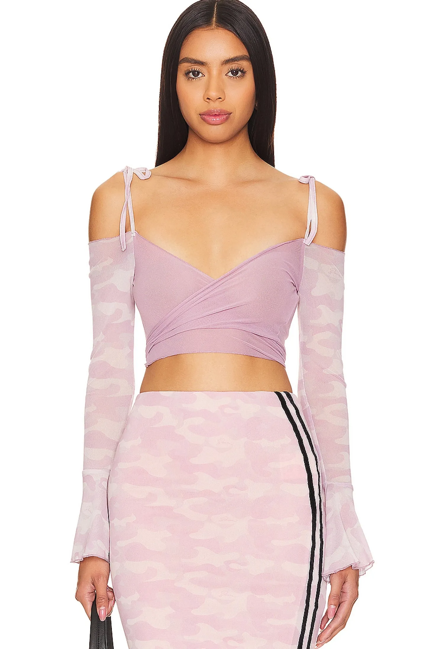 Camo Mesh Wrap Cardi