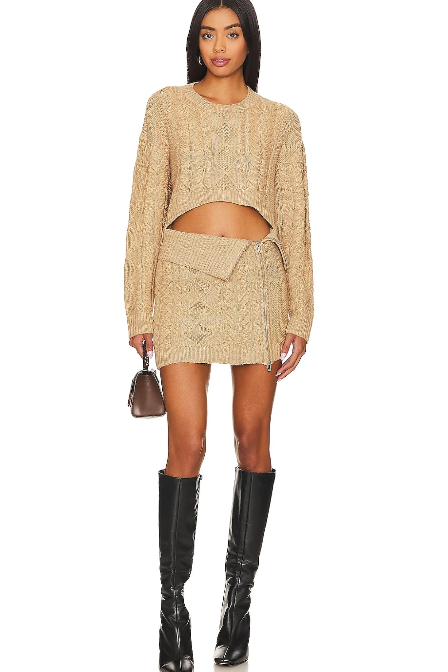 Carmen Fold Over Cable Mini Skirt With Zip