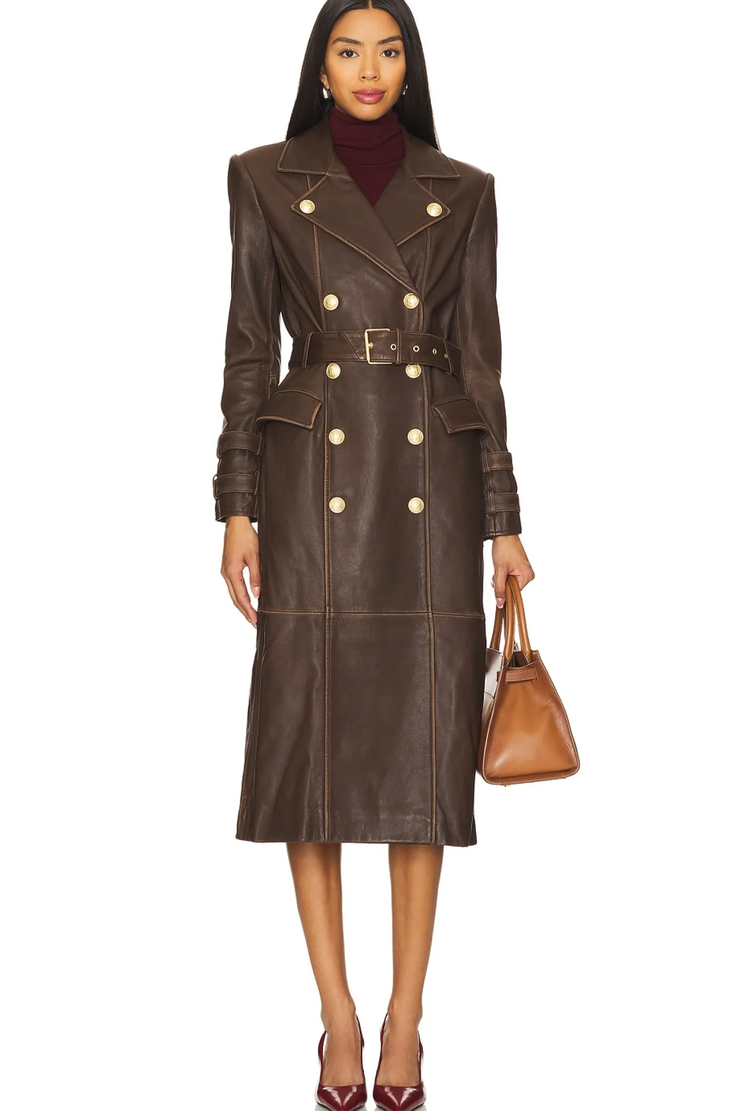 Celina Leather Trench Coat