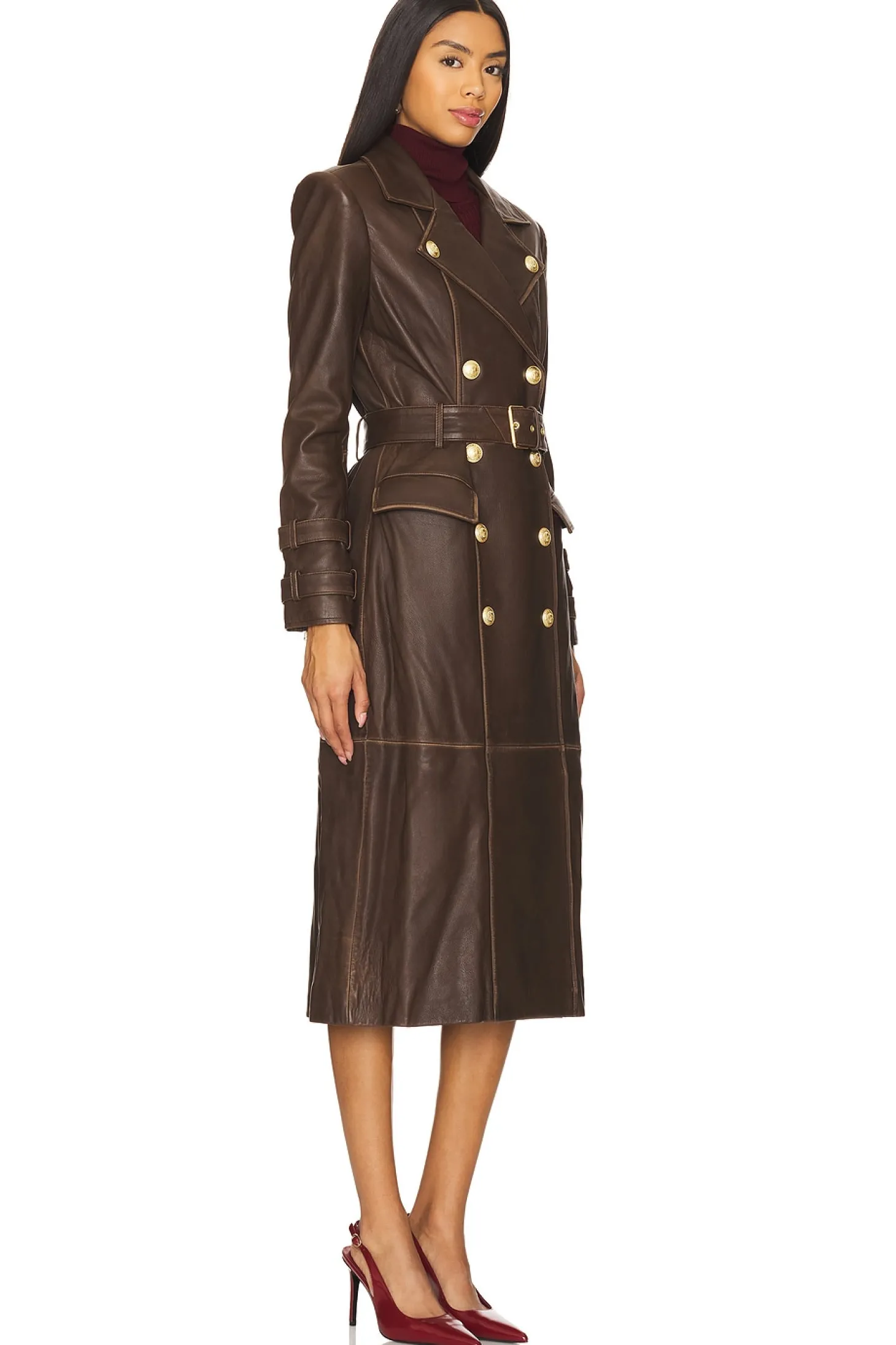 Celina Leather Trench Coat