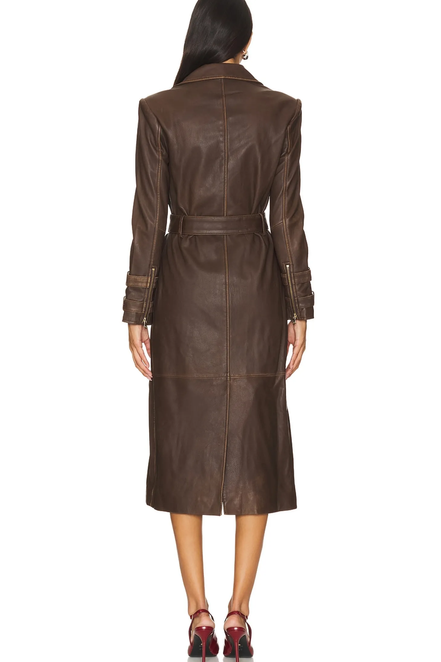 Celina Leather Trench Coat