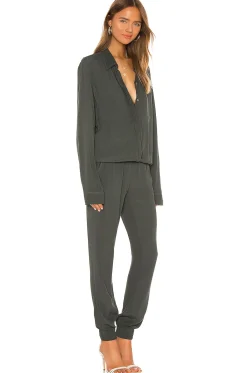Crepe Long Sleeve Jumpsuit