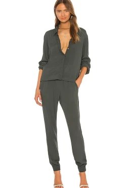 Crepe Long Sleeve Jumpsuit