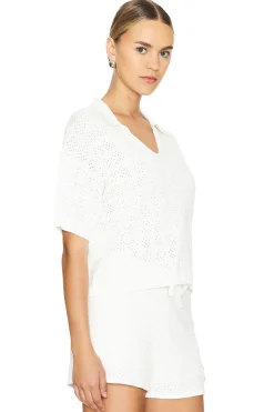 Crochet Knit Oversized Polo Tee