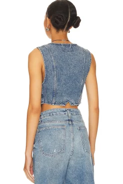 Cropped Denim Vest