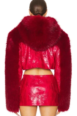 Cropped Faux Fur Hoodie Jacket