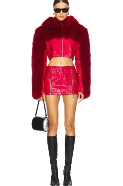 Cropped Faux Fur Hoodie Jacket