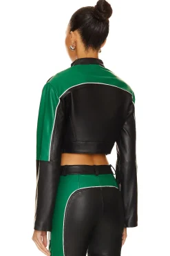 Cropped Moto Biker Leather Jacket
