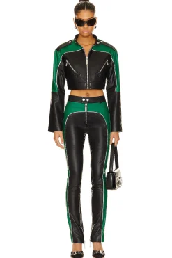 Cropped Moto Biker Leather Jacket