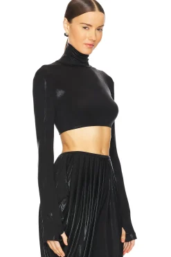 Cropped Slim Fit Long Sleeve Turtleneck Top