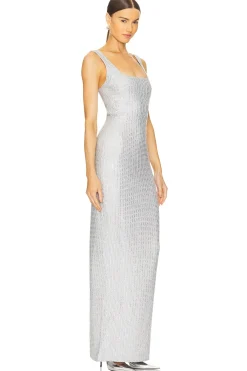 Crystal Embllished Chiffon Maxi Dress