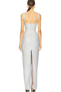 Crystal Embllished Chiffon Maxi Dress