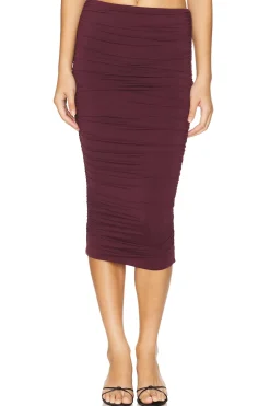 Darcy Mid Rise Ruched Midi Skirt