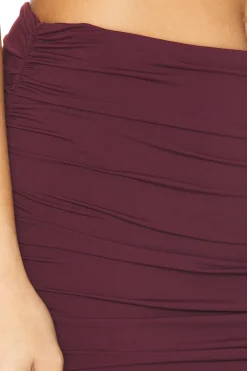 Darcy Mid Rise Ruched Midi Skirt