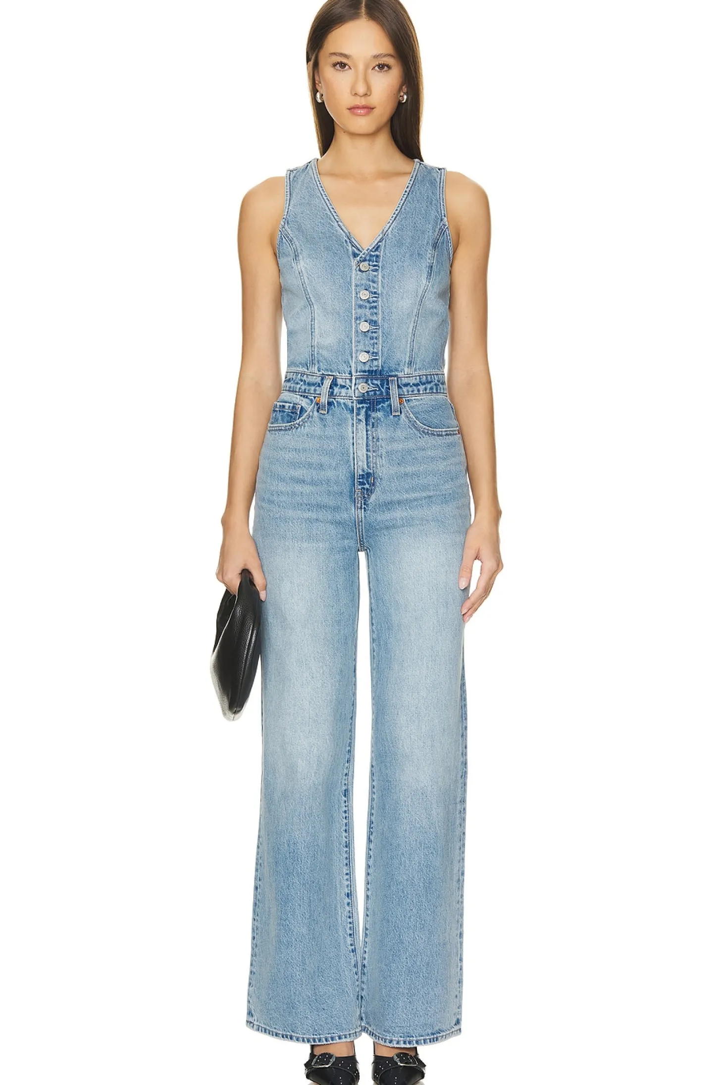 Denim Vest Wideleg Jumpsuit