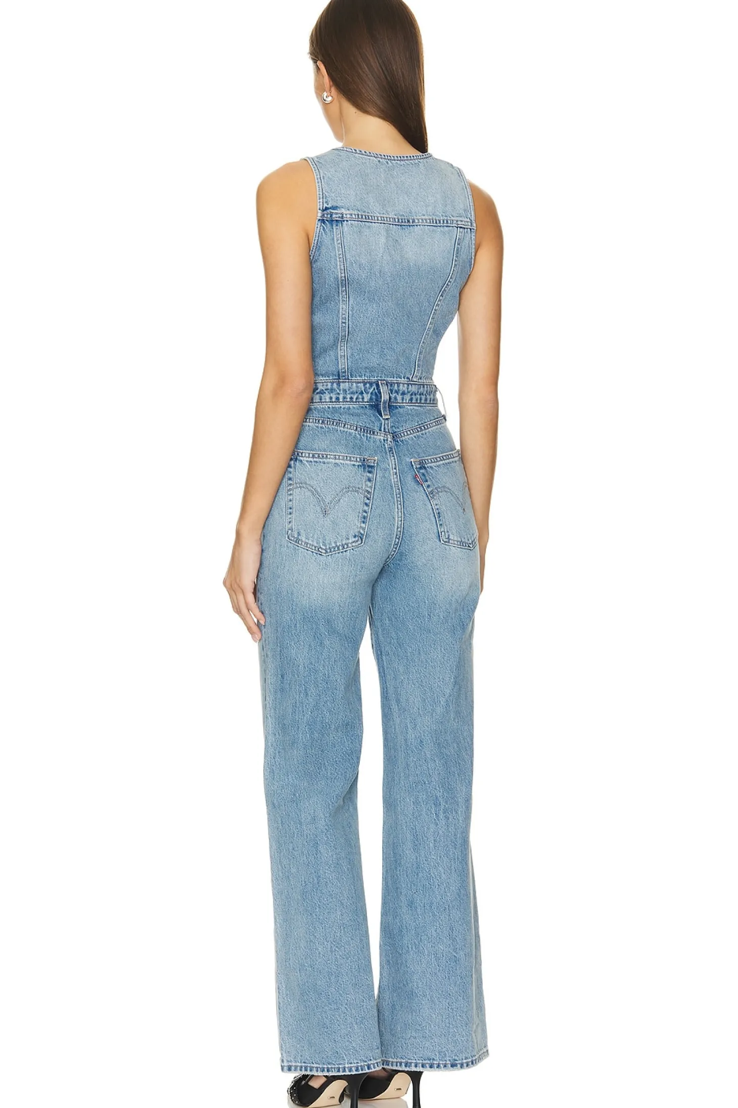 Denim Vest Wideleg Jumpsuit