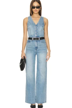 Denim Vest Wideleg Jumpsuit