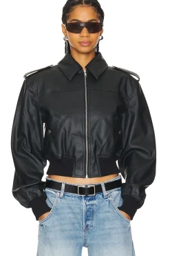 Dylan Faux Leather Bomber Jacket