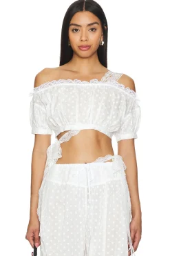 Embroidered Ruched Crop Top