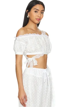 Embroidered Ruched Crop Top