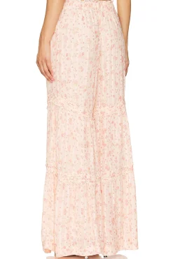 Emmaline Tiered Pull On Pant In Peach Combo