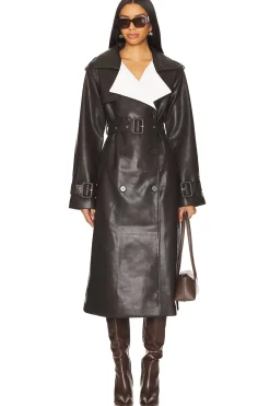 Estelle Vegan Leather Trench Coat